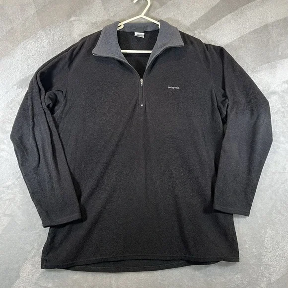 Patagonia Capilene Fleece Pullover 1/4 Zip Mens Large Black Expedition - Picture 1 of 9
